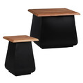 Beistelltisch 2er Set Kaffeetisch Couchtisch Metall Akazienholz Natur Holz