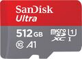 SanDisk Ultra microSDXC UHS-I Speicherkarte 512GB + Adapter, 120MB/s, Rot / Grau