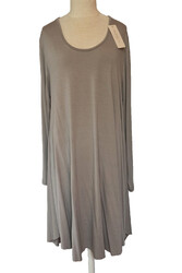 Midikleid Taupe Viskose Elasthan N974C Gr. 40,42,M  Elegant Schlüsselloch Damen