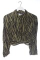ZARA Hemd-Bluse Damen Bluse Gr. DE 36 khaki-schwarz Casual-Look
