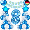Geburtstagsdeko Jungen Blau Zahl 8,Folienballon 8 Blau,Luftballon 8,Geburtstag