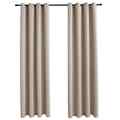 Vorhang Gardine Verdunkelung mit Metallringen 2er Set Beige 140x245cm Blickdicht