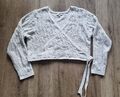 C&A - Crop Strickjacke, Wickel-Optik mit Zopfmuster, Rippbündchen, Wollweiß, XL