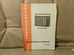 RFT VEB Stern Radio Sonneberg 6000 Vorinformation
