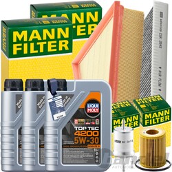 MANN INSPEKTIONSPAKET+3L LIQUI MOLY 5W30 ÖL passend für VW POLO 6R SKODA FABIA 2