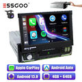 4+64G 1 DIN 7 Zoll Flip Out Android 13 Carplay Autoradio GPS Navi WIFI FM BT Cam