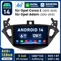 8Core 6+128G CarPlay Android 14 Autoradio Für Opel Corsa E Adam Navi WIFI DSP BT