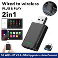 2024 Wireless Apple Carplay Adapter Android Auto Adapter Box USB Car Dongle 2in1