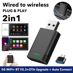 2024 Wireless Apple Carplay Adapter Android Auto Adapter Box USB Car Dongle 2in1