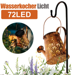 72LEDs Solarleuchte Solarlampe Gießkanne Wasserfall Lichterkette Außen Garten DE