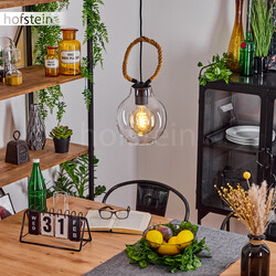 Glas Hänge Lampe Pendel Leuchte Wohn Schlaf Ess Raum Beleuchtung Hanfseil Retro