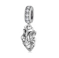 Charm Dangle Herz 925 Silber Zirkon Steinchen - Anhänger für Pandora Armband
