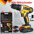 Bohrmaschine Akku-Bohrschrauber 21V Akkuschrauber Set Mit 2.5Ah*2Akkus+Koffer