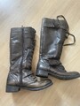 Tamaris schnür Stiefel 38 Leder Fell warm braun