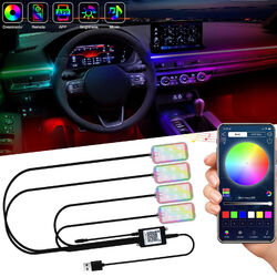4x LED RGB Innenraumbeleuchtung Auto KFZ Ambiente Fußraumbeleuchtung + Control❤