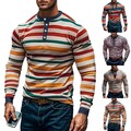 Trendiges Herren V-Ausschnitt Langarm T-Shirt mit Streifen für Fitness und Spor