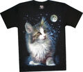 T-Shirt schwarzes Shirt beidseitig farbig bedruckt Katze Kitten Kätzchen S-XXL