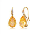 925 Sterlingsilber Citrin & Diamant Edelstein Birnenform Ohrringe Für Mama