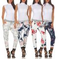Jogginghose Baumwollhose Freizeithose Print Blumen kariert gestreift