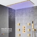 Gold Thermostat Unterputz Duscharmatur set 40x80 cm LED Regendusche Duschsystem