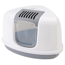 SAVIC Katzentoilette Nestor Corner grau/weiß 58,5x45,5x40cm mit Filter