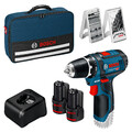 Bosch Professional Akku Bohrschrauber GSR 12V-15 + 2 Akkus + Mega Zubehör Set