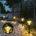 6x LED Solar Wegleuchten Gartenfackel Flammeneffekt Solarleuchte Garten Lampe