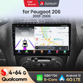 QualcommChip 4+64G Carplay Android 13 Autoradio Für PEUGEOT 206 2001-2008 GPS