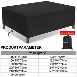 Wasserdicht Gartenmöbel Abdeckung UV Abdeckplane für Gartentische Terrassenmöbel