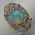 Luxus Brillant Opal Ring in aus 18kt 750 Gold Ring mit Diamant Brillanten ♦️7594