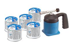 CFH Lötlampe Lötbrenner Löten Gasbrenner Lötmeister + 5x Gaskartuschen LM1000
