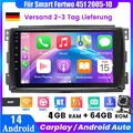 Carplay DAB+CAM Android 14 Autoradio Für Smart Fortwo 451 2005-10  GPS 4+64G BT
