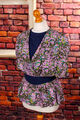 Vintage orig 80er Schößchenbluse Top lila Blumen Gürtel Bluse Viskose S M