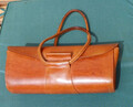 Damen-Handtasche, echt Leder, mittelbraun, 29x13cm