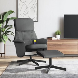 vidaXL Massagesessel mit Fußhocker Hellgrau Stoff