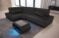 Ecksofa Leder Sofa LED Ledercouch Design Ledersofa Grau Weiß Concept L Form Mini