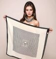 Seide Halstuch Tuch 90x90 Seidenschal klassik Schwarz Beige Damen Seidentuch