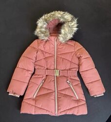 Winterjacke Mädchen Stepp Jacke Mit Kapuze, Kunstfellbestaz Und Gürtel-Recycelt 