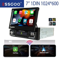 KAM+ 7" 1 DIN Elektrisch Flip Out Autoradio Wireless Apple Carplay Android Auto