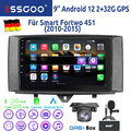 32G Android 12 CarPlay Autoradio WIFI GPS Navi DAB+ Kam MIK Für Smart Fortwo 451