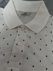 Herren Polo Shirt Gr.M Sommer Weiß Dezentes Muster