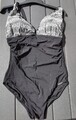 schwarz /schwarz-weiß gemusteter Damen Badeanzug Sunflair Gr. 46 D-Cup, wie NEU