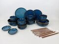 26-teiliges Keramik-Teller-Set Tafelservice, aus Porzellan,modern, blau