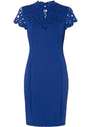 Neu Modernes Kleid mit Cut-Outs Gr 40/42 Blau Etuikleid Abendkleid Cocktailkleid