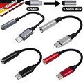 USB Typ C auf zu Aux 3,5mm Klinke Kopfhörer Audio Alu Adapter für iPhone Samsung