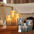 3er Pack LED Kerzen Set mit Fernbedienung Timer flammenlos flackernd Glas Wachs-