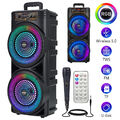 Bluetooth 5.0 Lautsprecher LED Subwoofer Boombox Musikbox Party LED mit Mikrofon