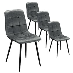 4er Set Esszimmerstühle Küchenstuhl Polsterstuhl Wohnzimmerstuhl Metall Samt