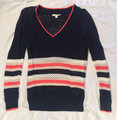 ESPRIT DAMEN FRAUEN BLAU ROSA WEIS PULLOVER PULLI STRICK GR. M  WENIG GETRAGEN