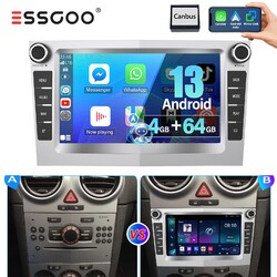 4+64G Autoradio Android 13 GPS Navi Für Opel Astra H Corsa C D Meriva A Zafira B